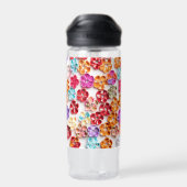 Blume mit Handnähte, Multicolor Trinkflasche (Rückseite)