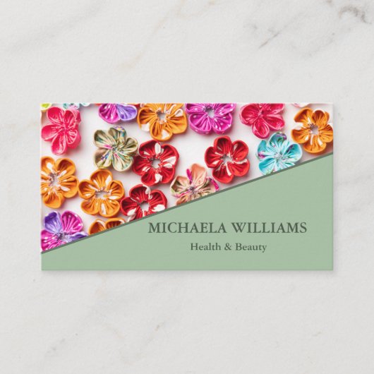 Blume mit Handnähte, Multicolor Visitenkarte (Vorderseite)