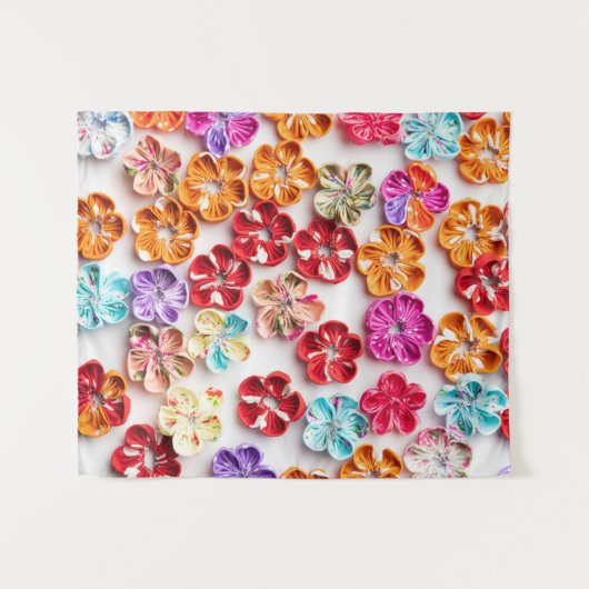 Blume mit Handnähte, Multicolor Wandteppich (Vorderseite (Horizontal))