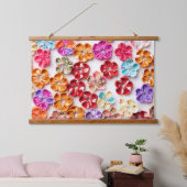 Blume mit Handnähte, Multicolor Wandteppich Mit Holzrahmen (Schlafzimmer)