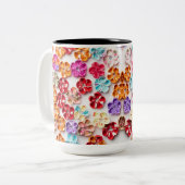 Blume mit Handnähte, Multicolor Zweifarbige Tasse (Vorderseite Links)