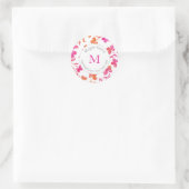 Blume mit heißen rosa und orangefarbenen Wasserfar Runder Aufkleber (Tasche)