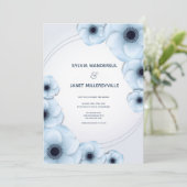 Blume mit hellblauer Blüte zum Hochzeitsempfang Einladung (Stehend Vorderseite)