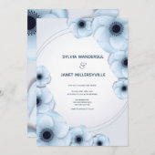 Blume mit hellblauer Blüte zum Hochzeitsempfang Einladung (Vorne/Hinten)