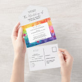 Blume mit hellen Aquarellfarben All In One Einladung (Abreißen)