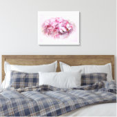 Blume mit hellen und dunkelrosa Hydrangea Leinwanddruck (Insitu (Schlafzimmer))