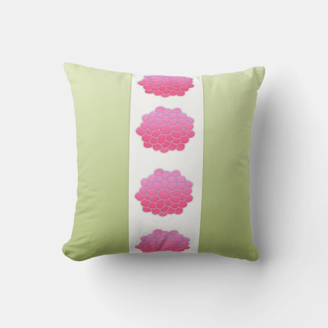 Blume mit hellgrünem Streifen Kissen (Vorderseite)