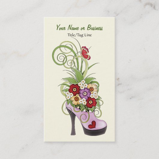 Blume mit High Heel Shoe Business oder Personal Ca Visitenkarte (Vorderseite)