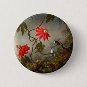 Blume mit Hummingbirds Heade Button