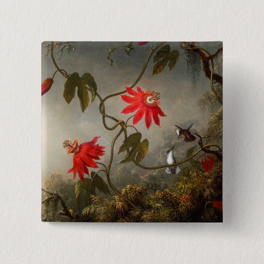 Blume mit Hummingbirds Heade Button (Vorderseite)