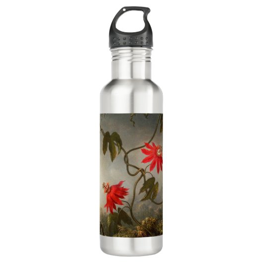 Blume mit Hummingbirds Heade Edelstahlflasche (Vorderseite)