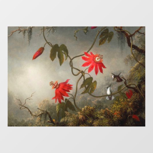 Blume mit Hummingbirds Heade Fensteraufkleber (Blatt)
