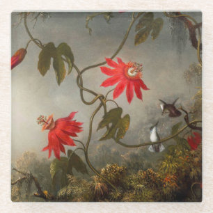 Blume mit Hummingbirds Heade Glasuntersetzer