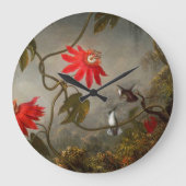 Blume mit Hummingbirds Heade Große Wanduhr (Vorderseite)