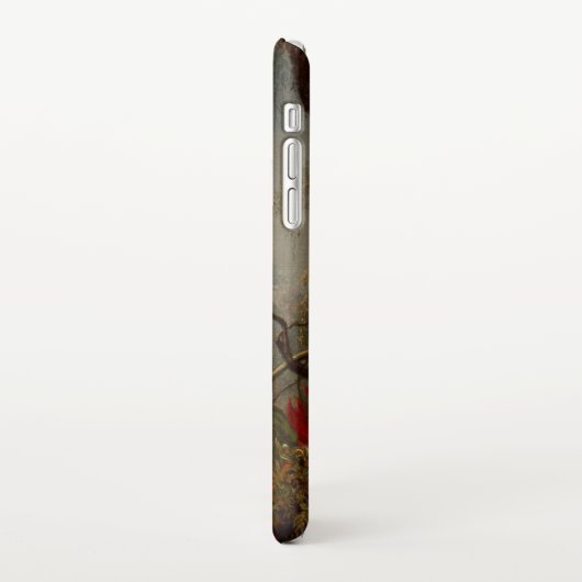 Blume mit Hummingbirds Heade iPhone Hülle (Linke Seite)