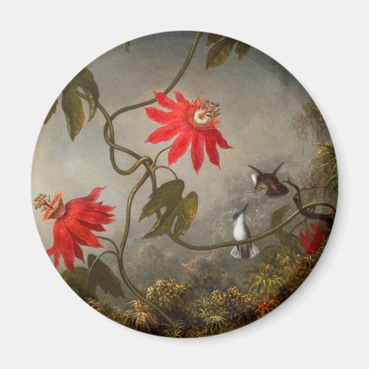 Blume mit Hummingbirds Heade Magnet (Vorne)