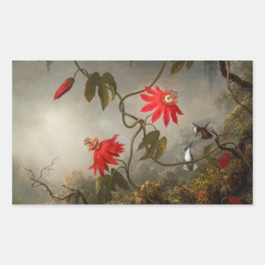 Blume mit Hummingbirds Heade Rechteckiger Aufkleber (Vorderseite)