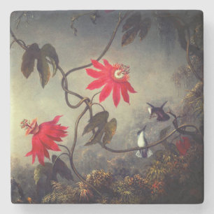 Blume mit Hummingbirds Heade Steinuntersetzer