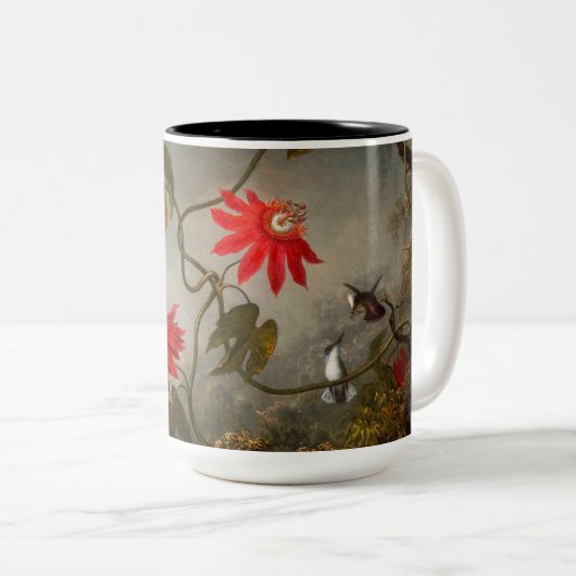 Blume mit Hummingbirds Heade Zweifarbige Tasse (VorderseiteRechts)