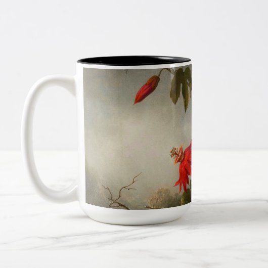Blume mit Hummingbirds Heade Zweifarbige Tasse (Links)
