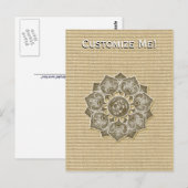 Blume mit Jacquard Material ANY FARBE Postkarte (Vorne/Hinten)