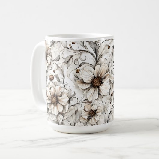 Blume mit Kaffee - Kaffeepflanzen Kaffeetasse (Vorderseite Links)