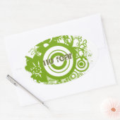 Blume mit Kanji für Mut Ovaler Aufkleber (Umschlag)