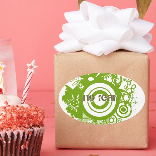 Blume mit Kanji für Mut Ovaler Aufkleber (Party)