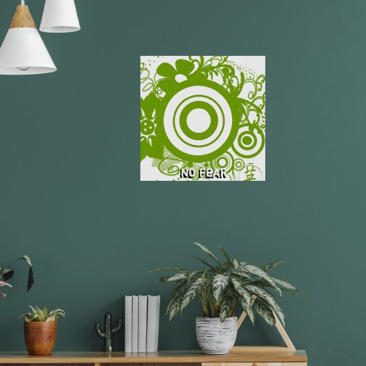 Blume mit Kanji für Mut Poster (Wohnzimmer 1)