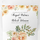 Blume mit Korallen und Pfirsichfarben Hochzeit Dreifach Gefaltete Einladung (Innen Erste Seite)