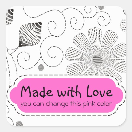 Blume mit kundenspezifischer Farbstickerei Quadratischer Aufkleber (Vorderseite)