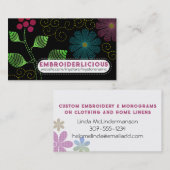 Blume mit kundenspezifischer Farbstickerei Visitenkarte (Vorne/Hinten)