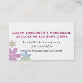 Blume mit kundenspezifischer Farbstickerei Visitenkarte (Rückseite)