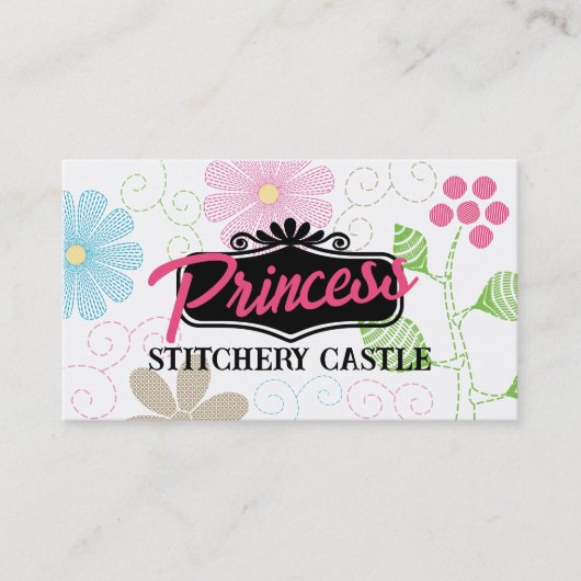 Blume mit kundenspezifischer Farbstickerei Visitenkarte (Vorderseite)