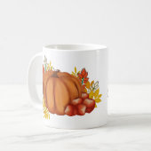 Blume mit Kürbis und Äpfeln. Erntedank Kaffeetasse (Vorderseite Links)
