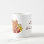 Blume mit Kürbis und Äpfeln. Erntedank Kaffeetasse (Mittel)