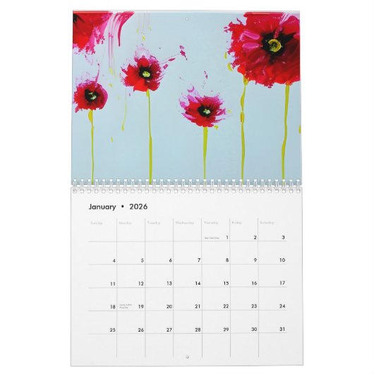 Blume mit lebendiger Farbe Kalender (Jan 2026)
