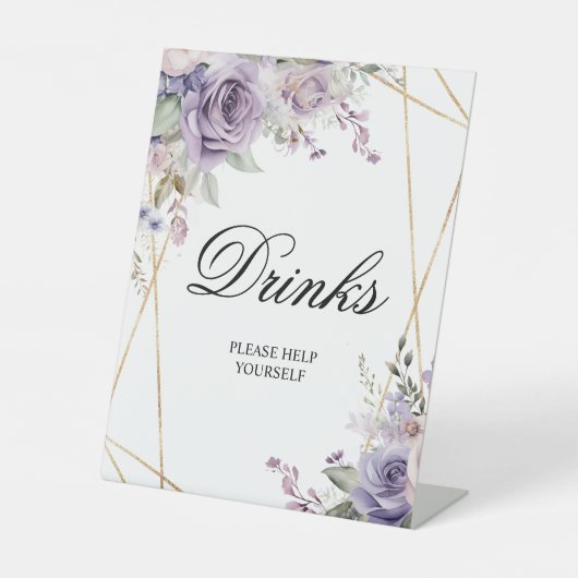 Blume mit lila Rose Dusche Getränke Unterschreiben Sockelschild (Vorderseite)