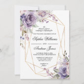 Blume mit lila Rose und Blush Einladung Hochzeit (Vorderseite)