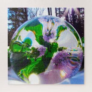 Blume mit lila und grüner Minze 20" x 20" 676 Stüc Puzzle