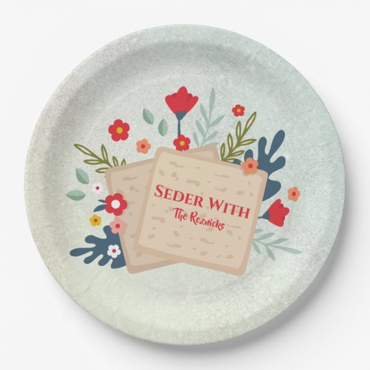 Blume mit Matzah-Passover-Seder Pappteller (Vorderseite)