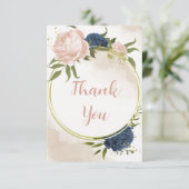 Blume mit Meerblick Grüne Blätter Hochzeit Dankeskarte (Stehend Vorderseite)