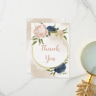 Blume mit Meerblick Grüne Blätter Hochzeit Dankeskarte