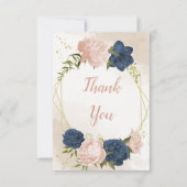 Blume mit Meerblick Grüne Blätter Hochzeit Dankeskarte (Vorderseite)