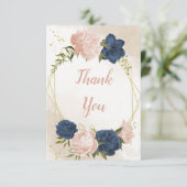 Blume mit Meerblick Grüne Blätter Hochzeit Dankeskarte (Stehend Vorderseite)