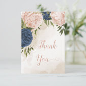 Blume mit Meerblick Grüne Blätter Hochzeit Dankeskarte (Stehend Vorderseite)