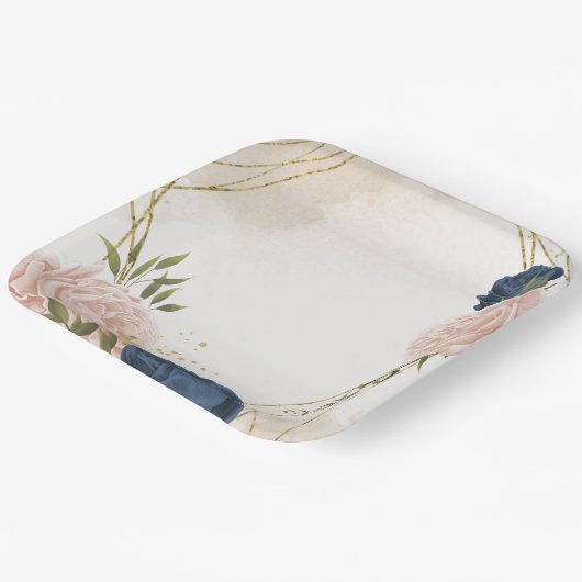 Blume mit Meerblick Grüne Blätter Hochzeit Pappteller (Gewinkelt)