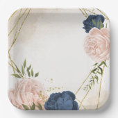 Blume mit Meerblick Grüne Blätter Hochzeit Pappteller (Vorderseite)