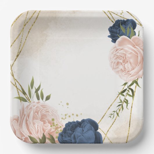 Blume mit Meerblick Grüne Blätter Hochzeit Pappteller (Vorderseite)