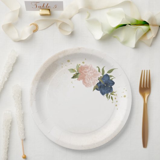 Blume mit Meerblick Grüne Blätter Hochzeit Pappteller (Hochzeit)